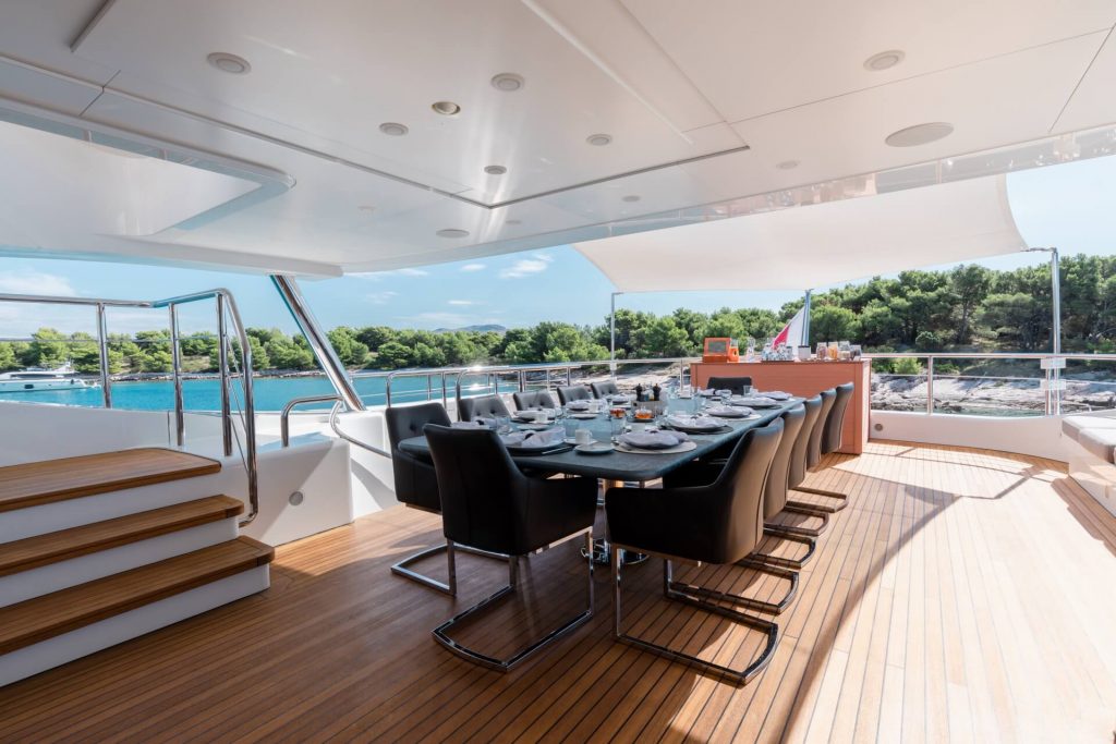 africa I yacht charter table set on a main deck