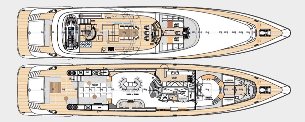 one blue yacht charter layout