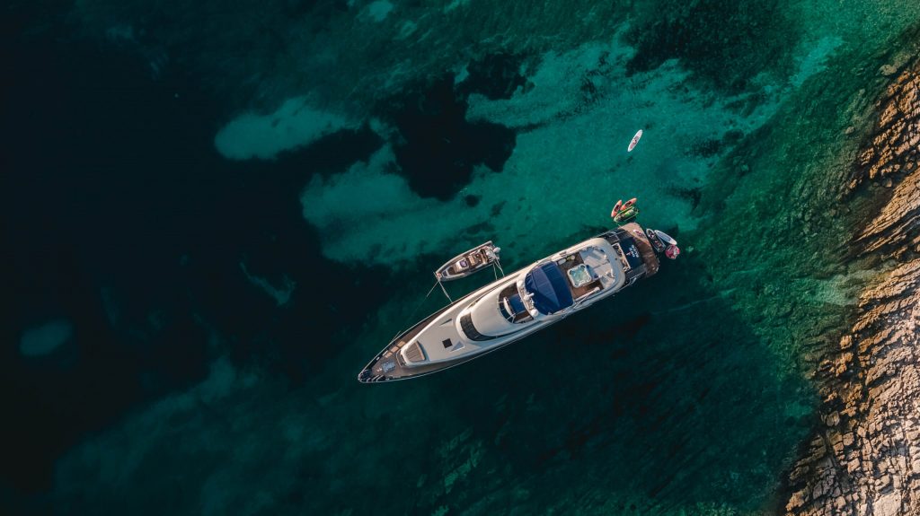 one blue yacht charter view from above