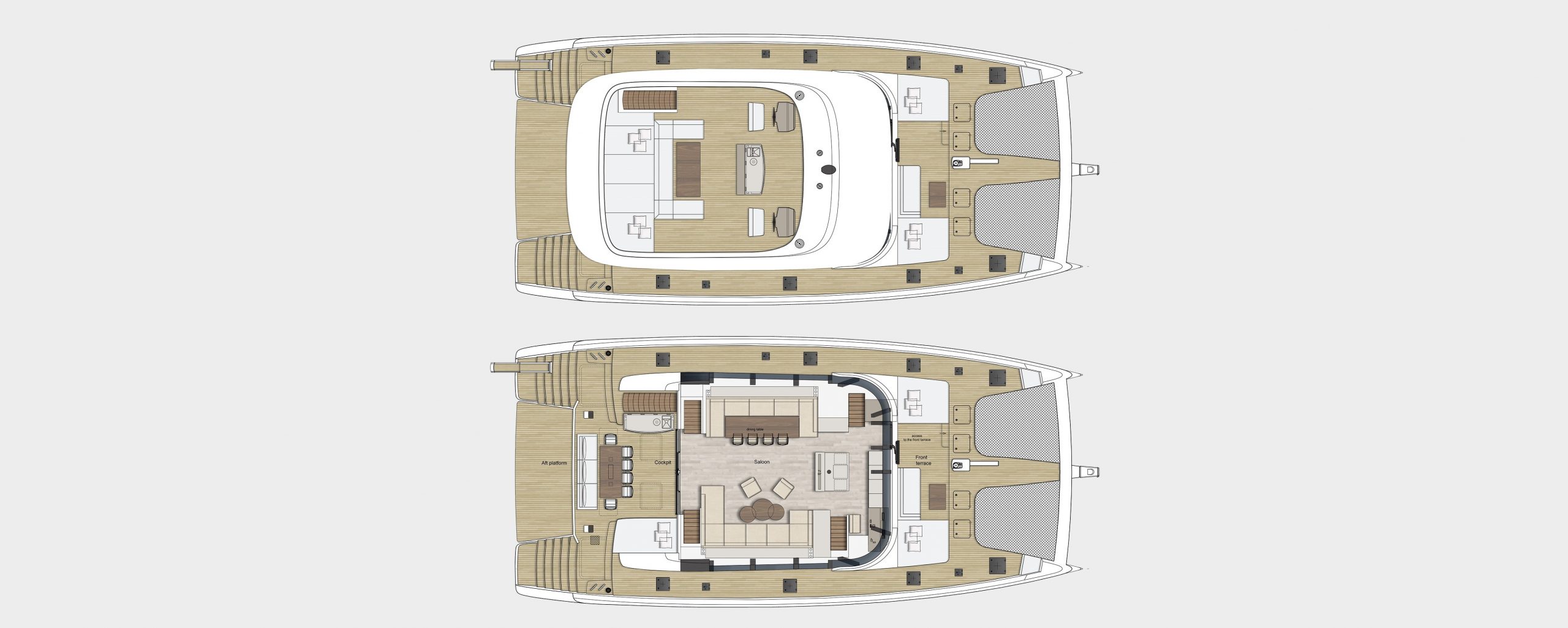 7x catamaran yacht charter layout