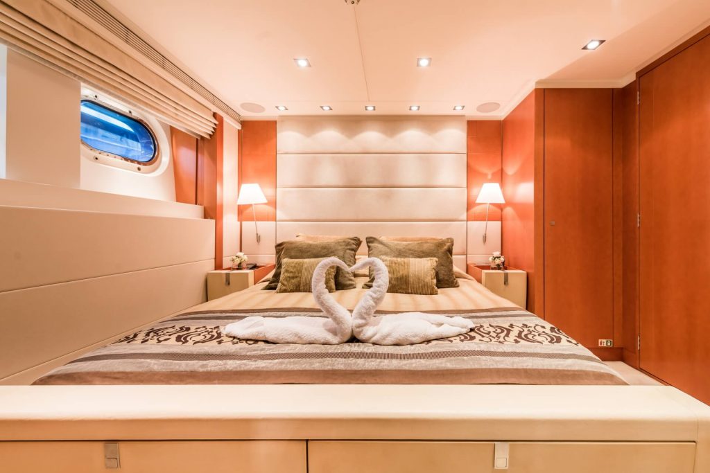 agram yacht charter vip cabin bed