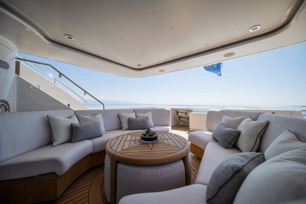 Alalya Yacht Charter aft deck coffee table