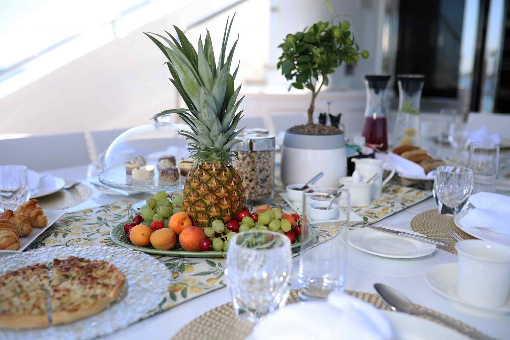 Alalya Yacht Charter food on the table