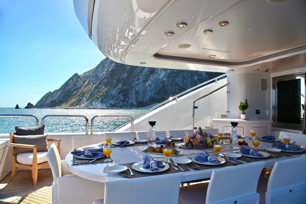 alalya yacht charter dining table