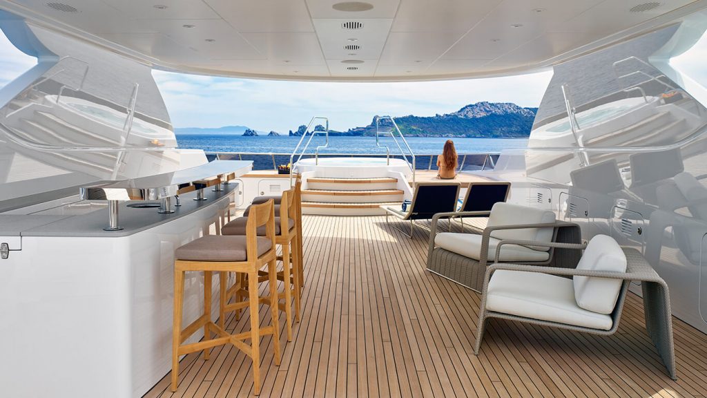 asya yacht charter upper deck bar