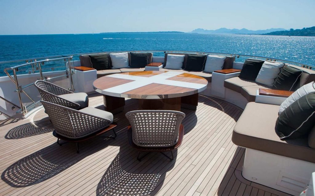 asya yacht charter aft deck seating area
