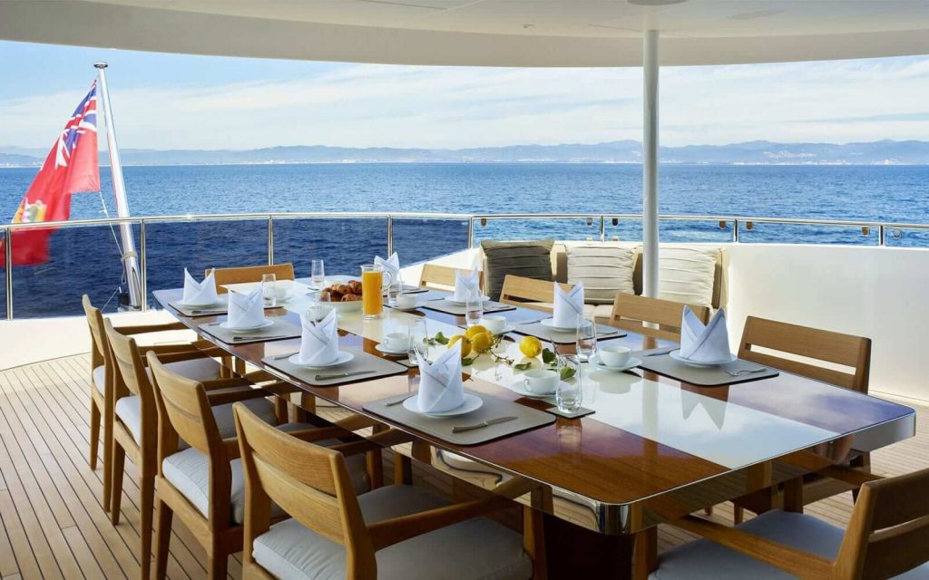 asya yacht charter al fresco dining area