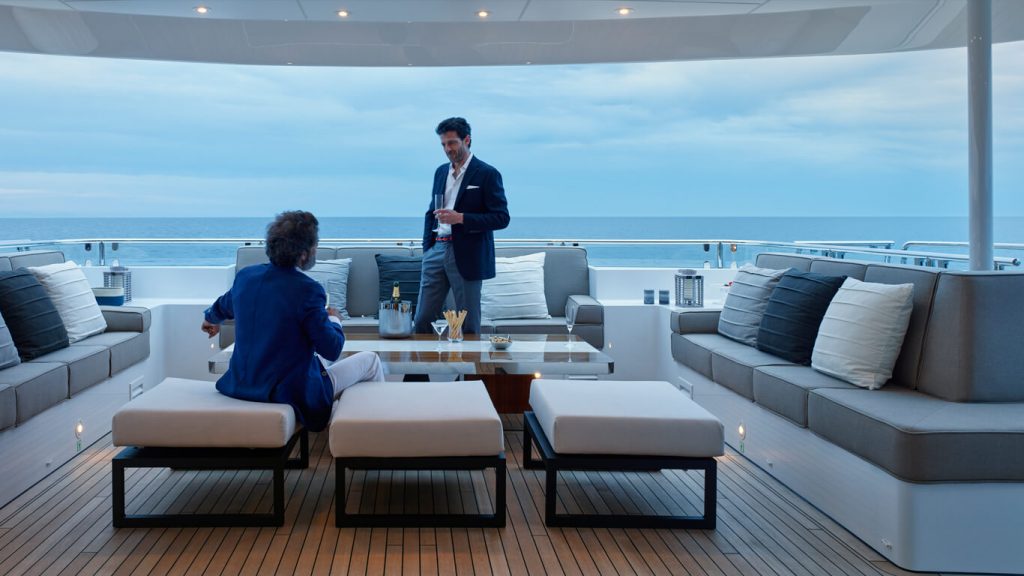 asya yacht charter drinking champagne on the deck