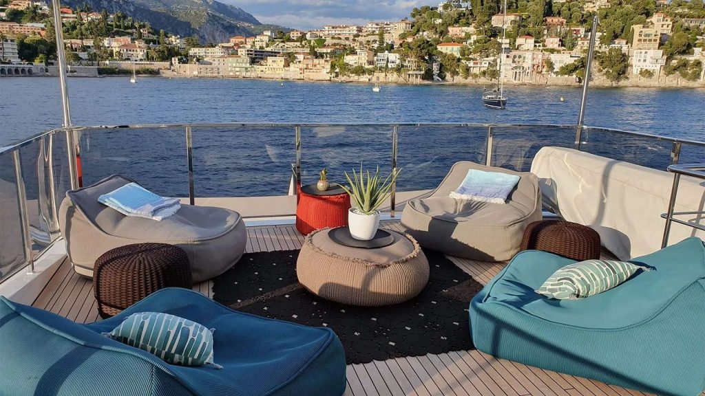 away yacht charter seating on the sundeck