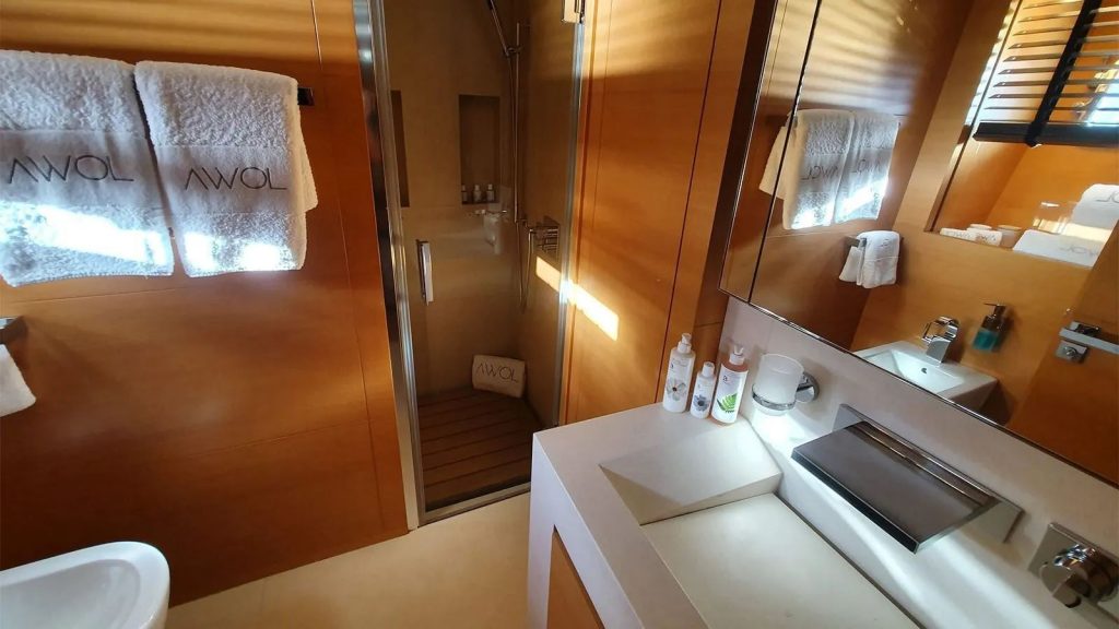 away yacht charter en suite bathroom