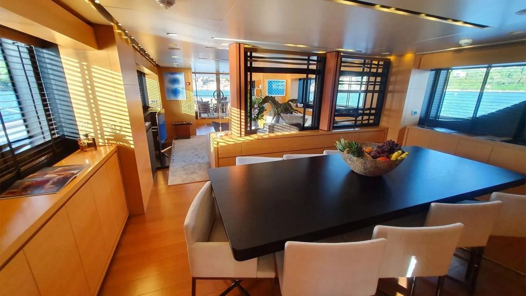 away yacht charter main dining table