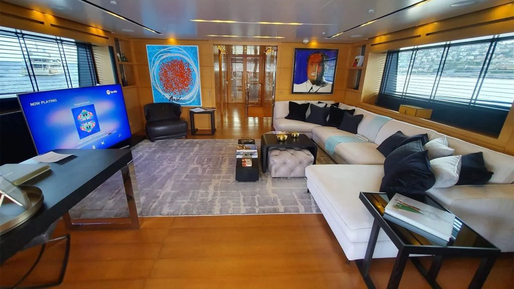 away yacht charter skylounge with a tv