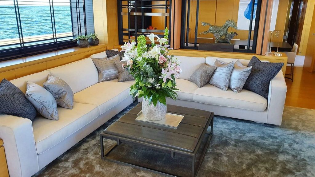 away yacht charter sofas in the main saloon