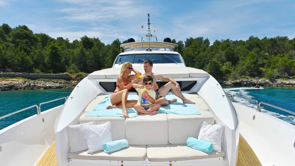 Baby I Yacht Charter family on the front deck