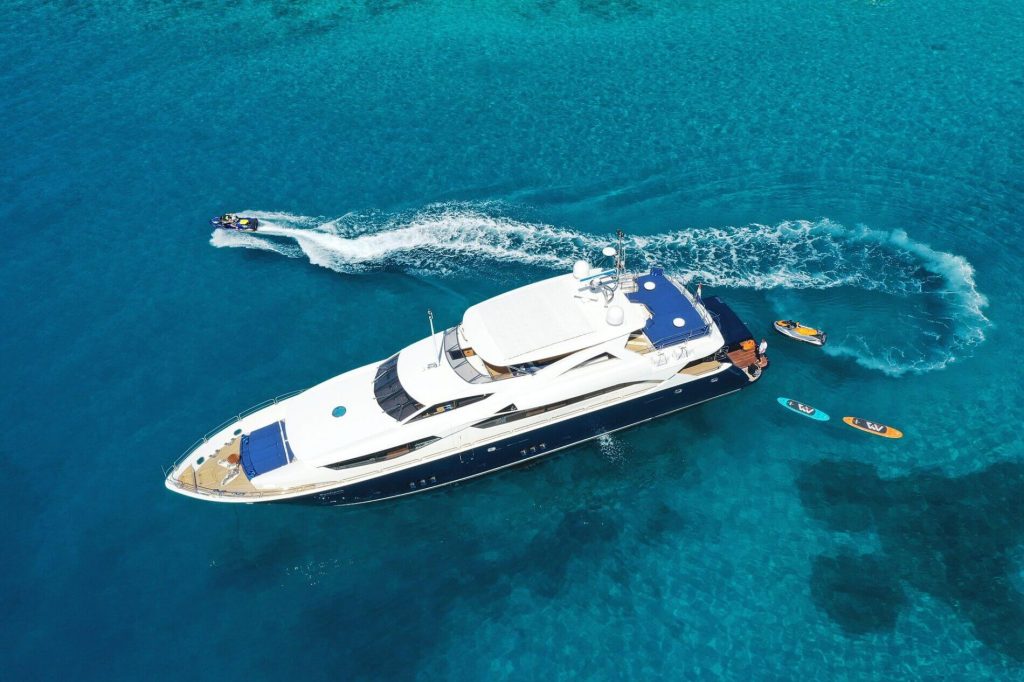 cassiopeia yacht charter aerial view