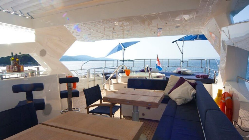 cassiopeia yacht charter flybridge area view