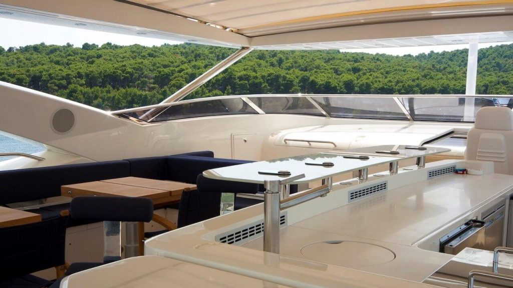 cassiopeia yacht charter flybridge bar