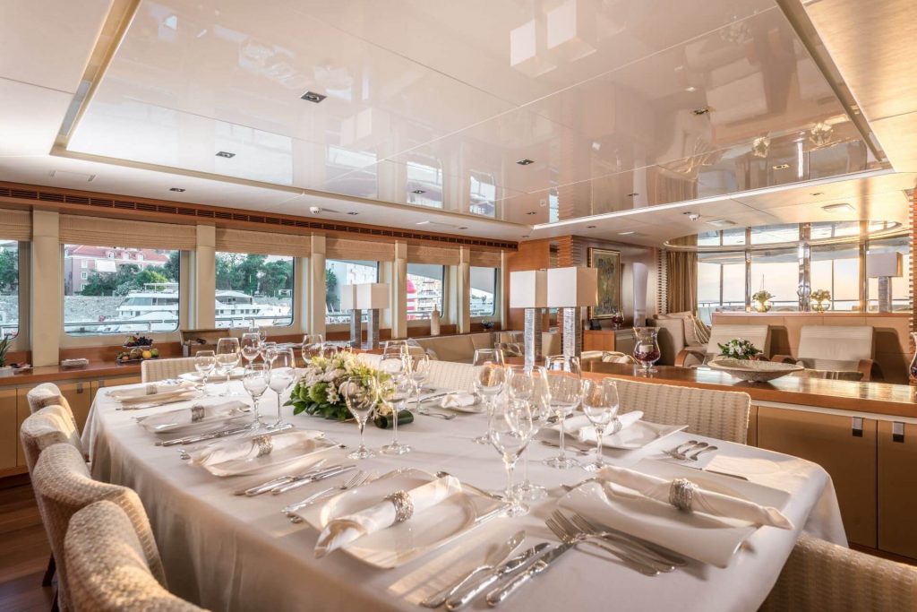 luxury crewed agram yacht charter dining area