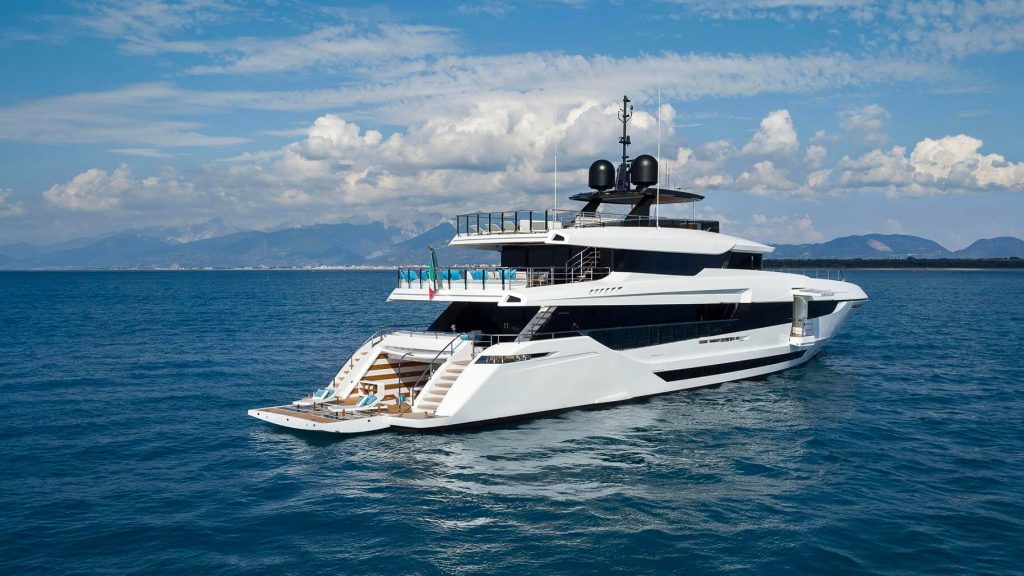 sanctuary yacht charter stern side with hydraulic swimming platform