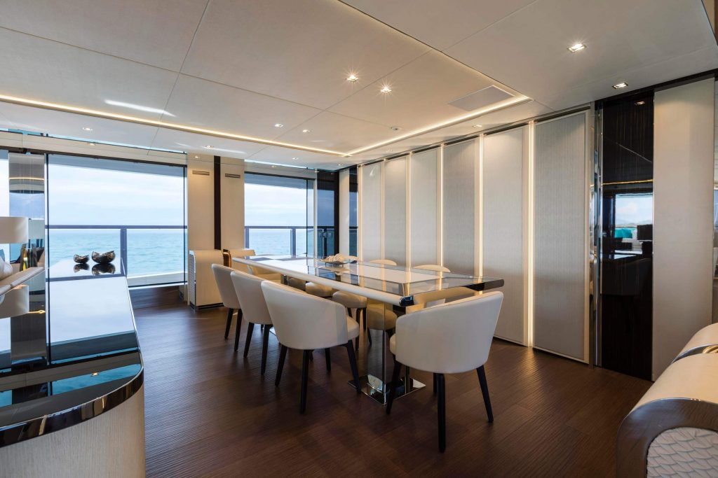 sanctuary yacht charter main deck dining table