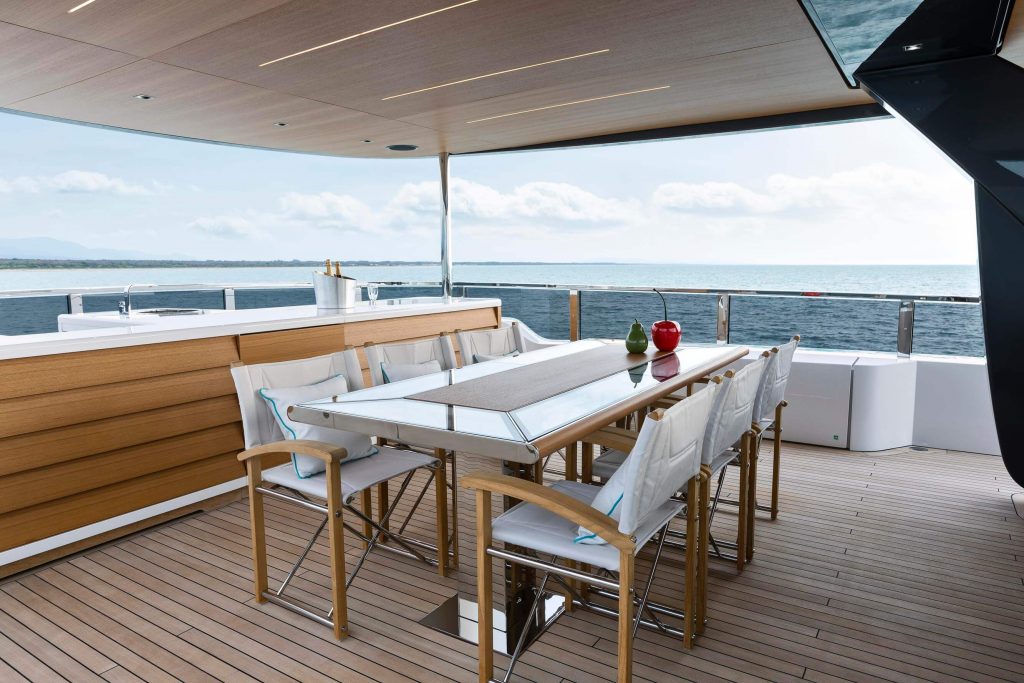 sanctuary yacht charter sundeck dining area