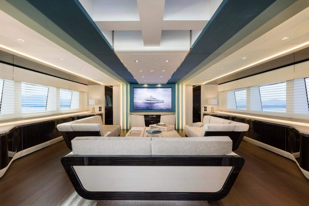 sanctuary-yacht-charter-upper-deck-salon yacht charter upper deck salon with tv