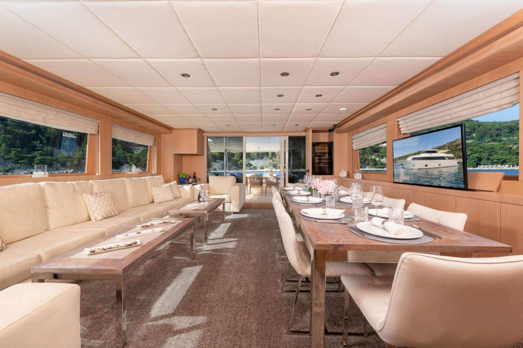 grace yacht charter main salon table