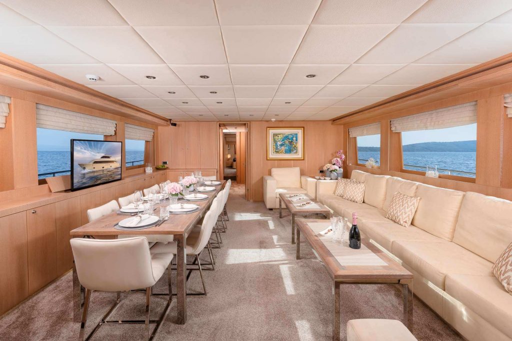 grace yacht charter salon table