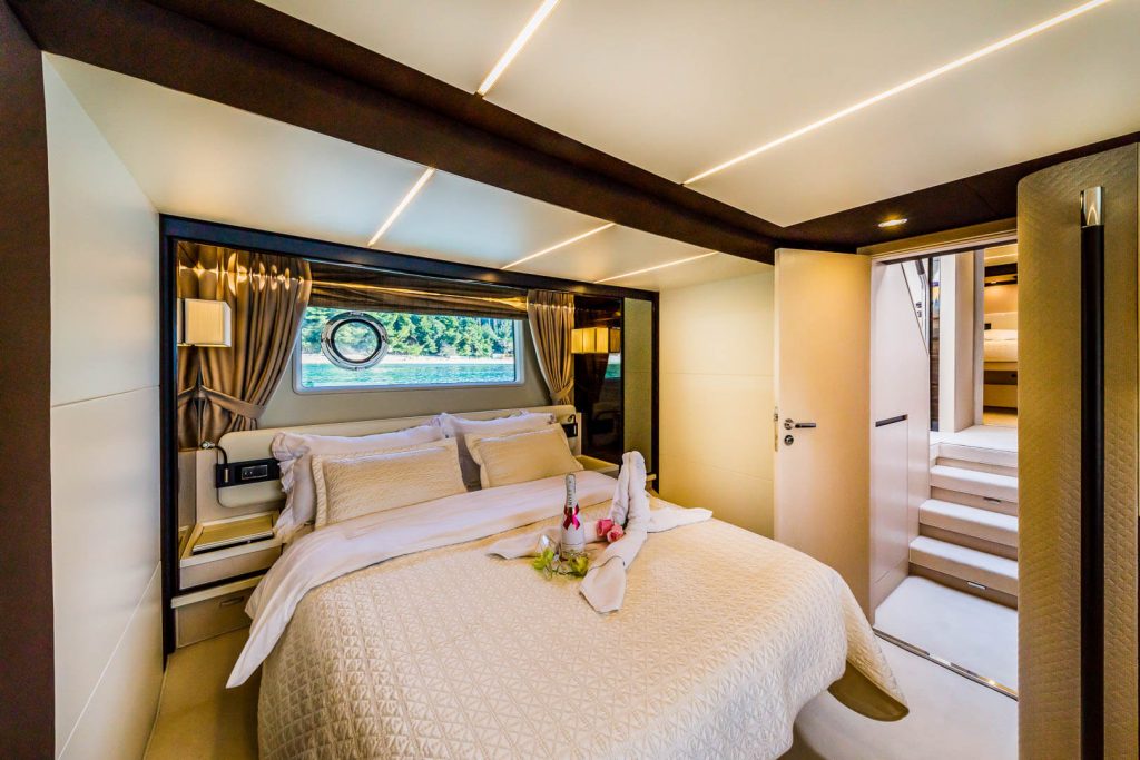 karat II yacht charter master bedroom area