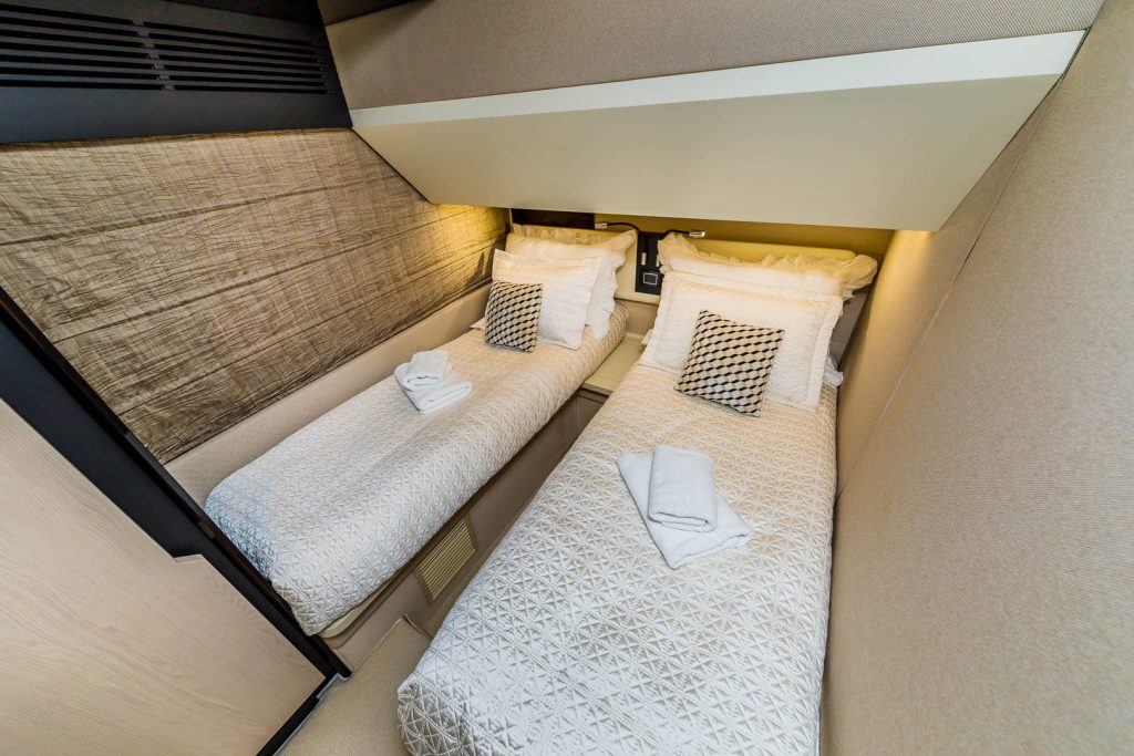twin bedroom view on a superyacht