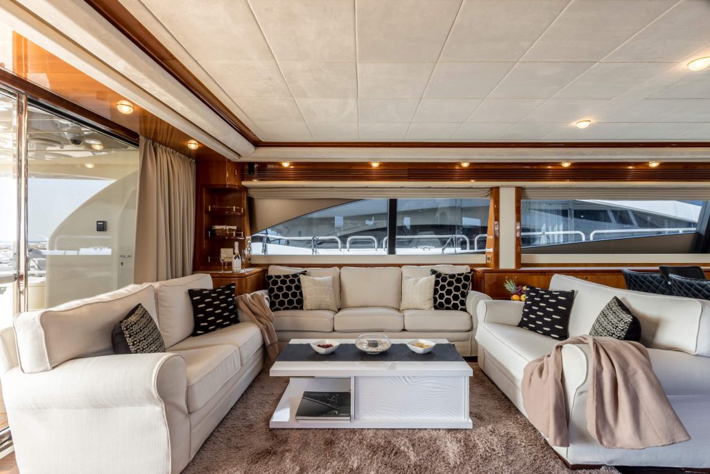Miss katariina yacht charter salon sofas