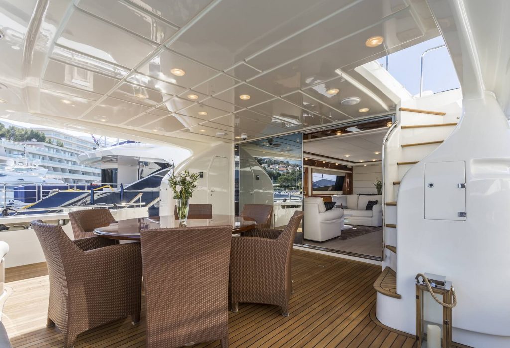 miss katariina yacht charter aft deck dining table