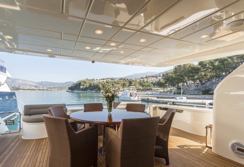 miss katariina yacht charter aft deck dining table