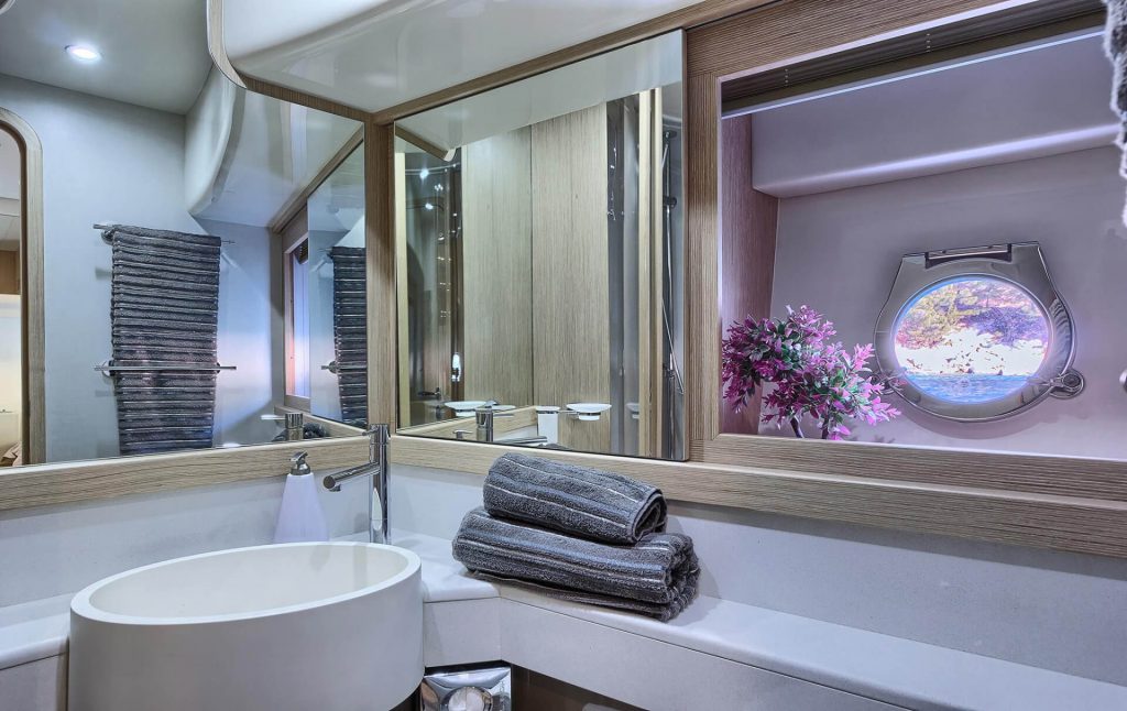 kimon yacht charter master bathroom view