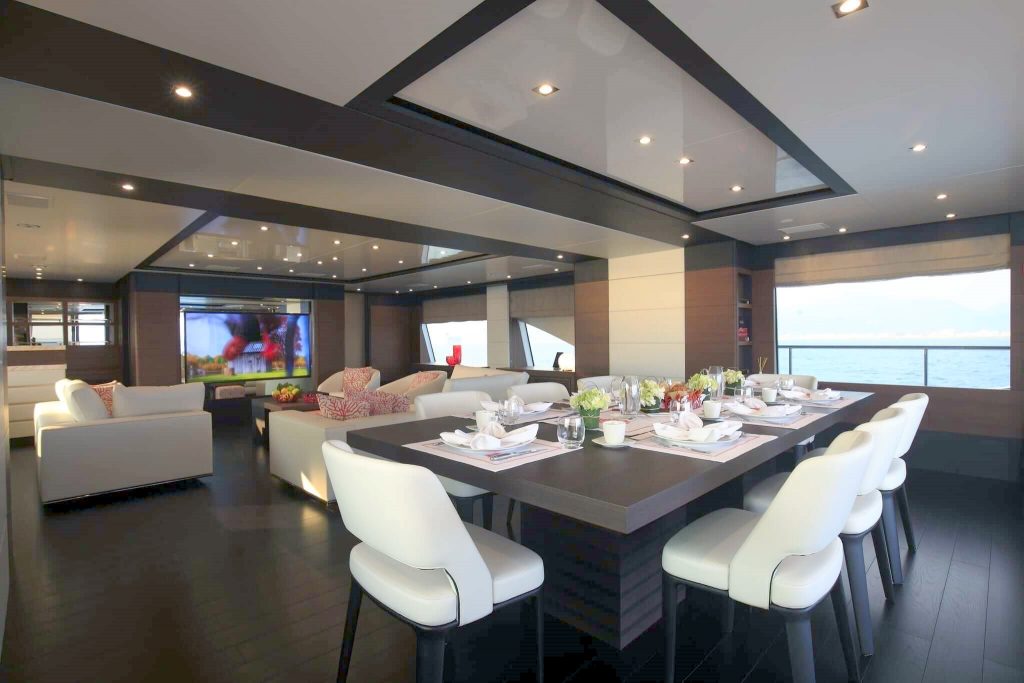 lady mrd yacht charter dining area