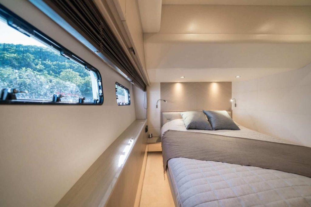 yacht cabin with a large bed