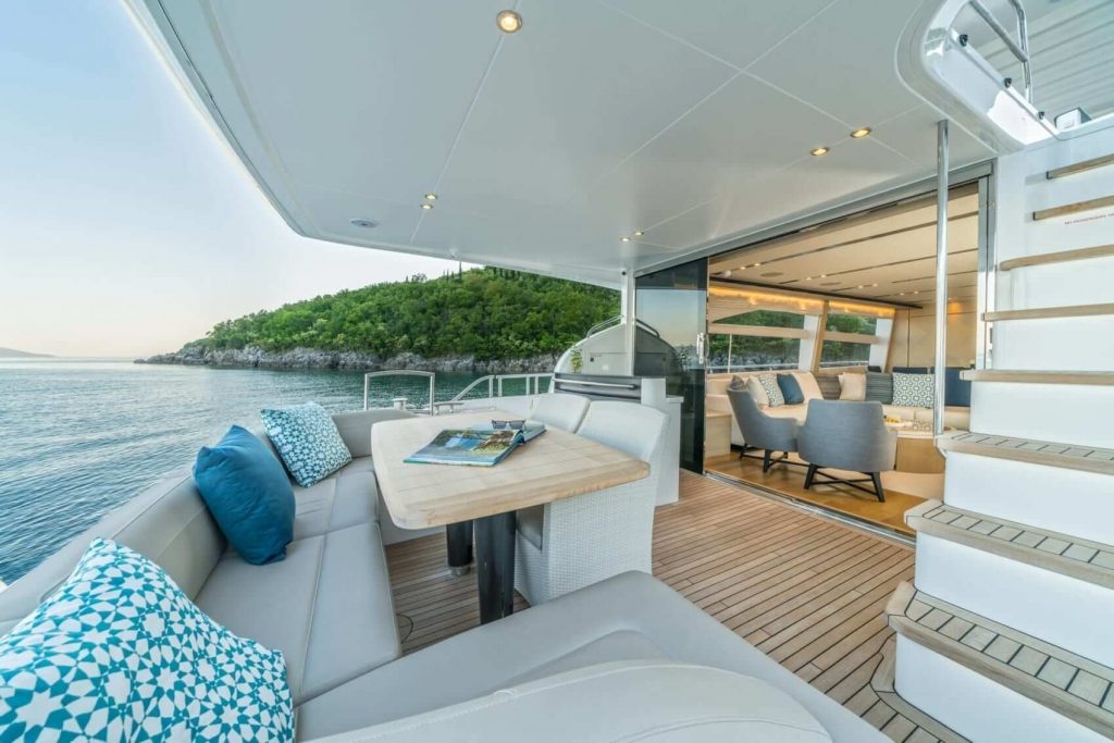 larimar II yacht charter main deck table