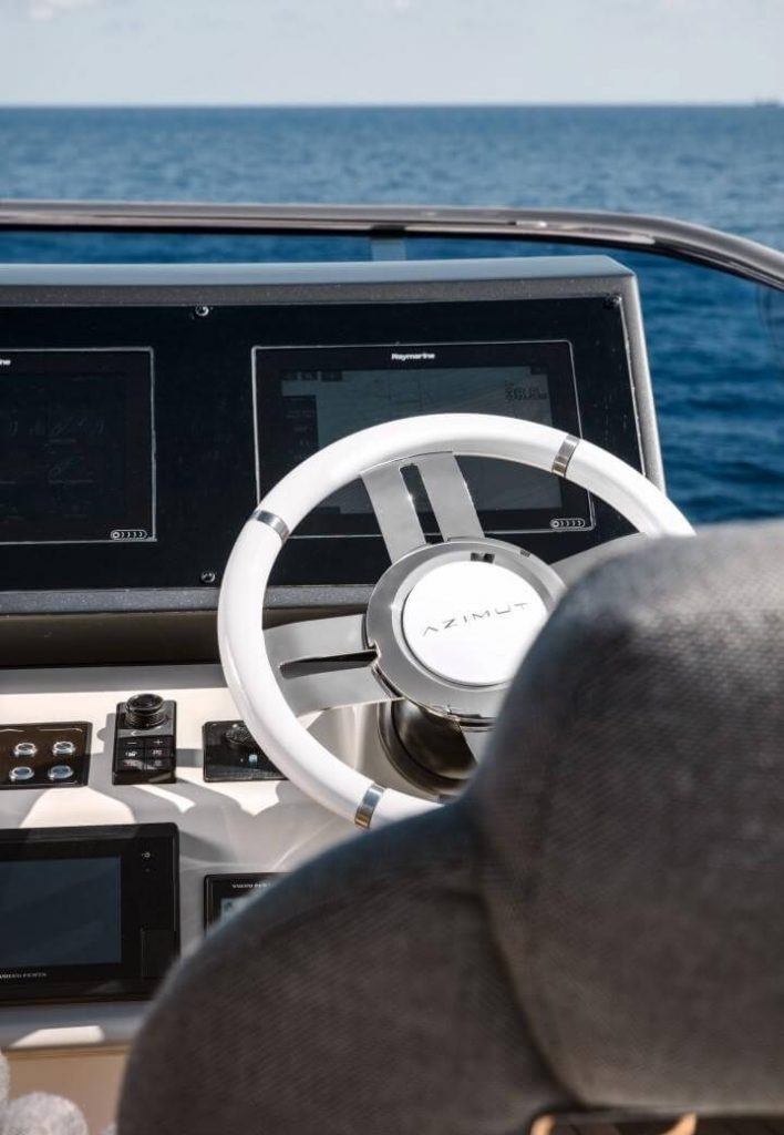 yacht outside cockpit space with a yacht dashboard