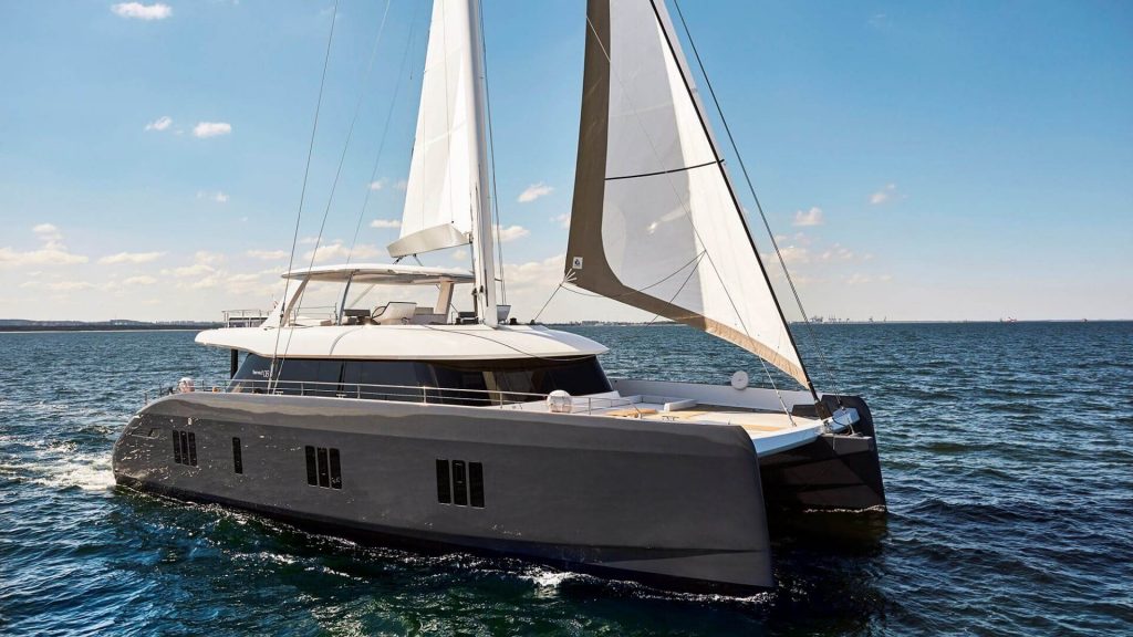 luxury 7x catamaran yacht sailing in adriatic sea