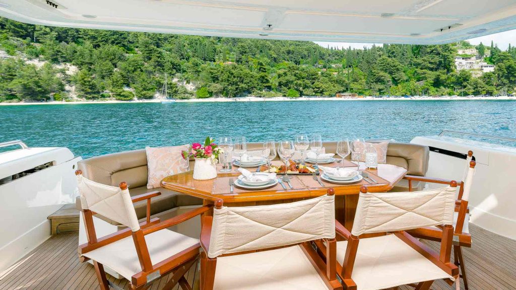 marino yacht charter aft deck dining area