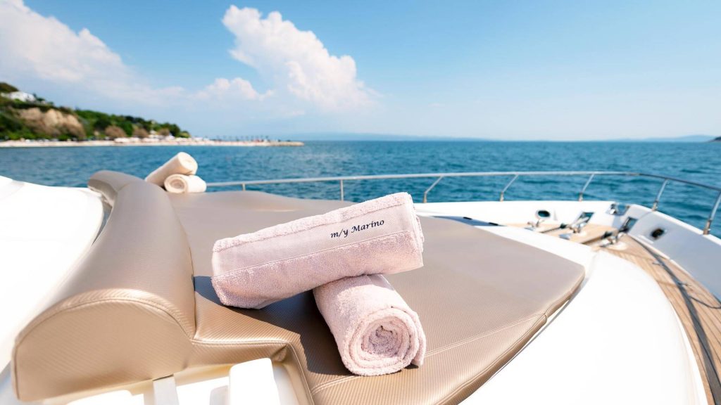 marino yacht charter towels on the foredeck