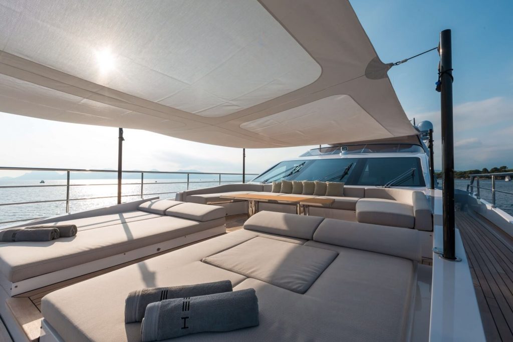 heed yacht charter sunbathing area