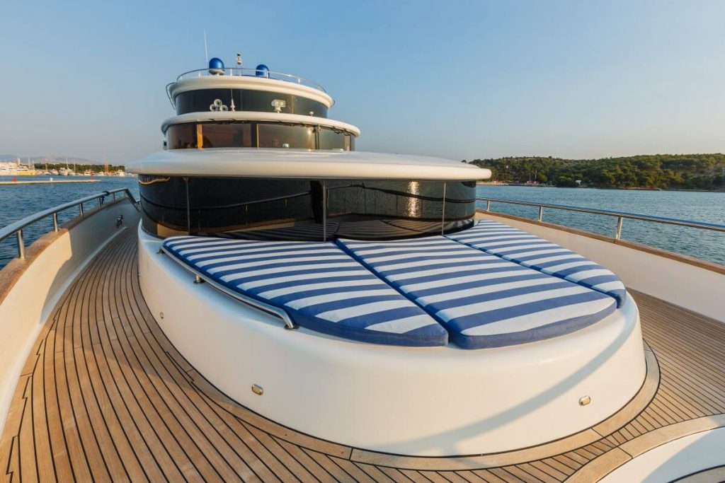 johnson baby yacht charter foredeck sunbathing area