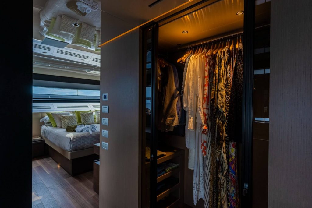 noor II yacht charter master suite wardrobe