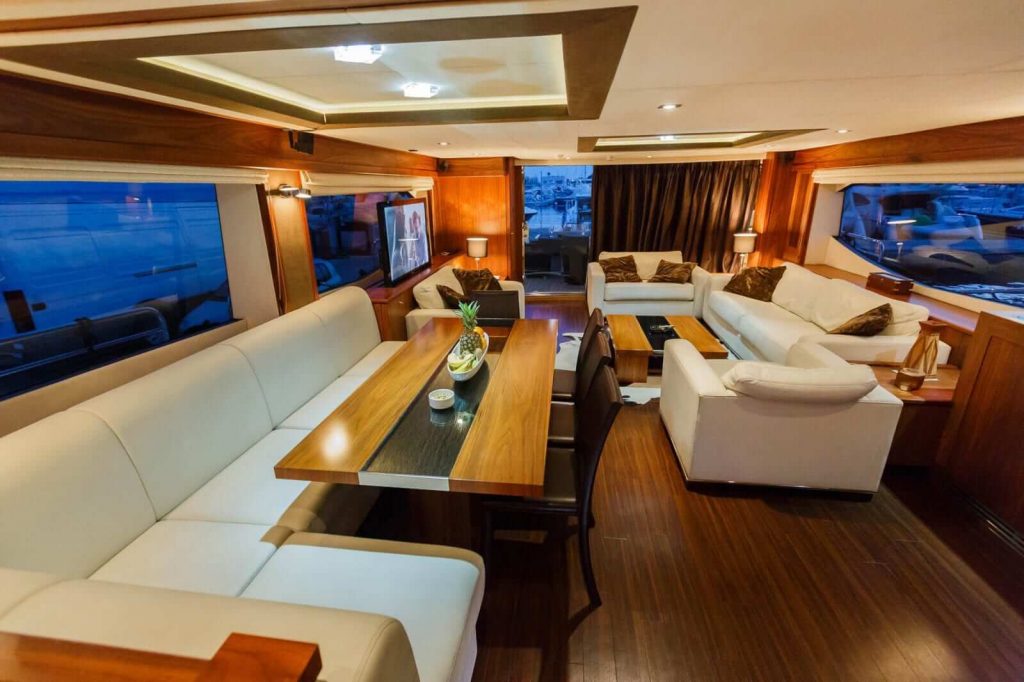 the best way yacht charter main saloon dining area