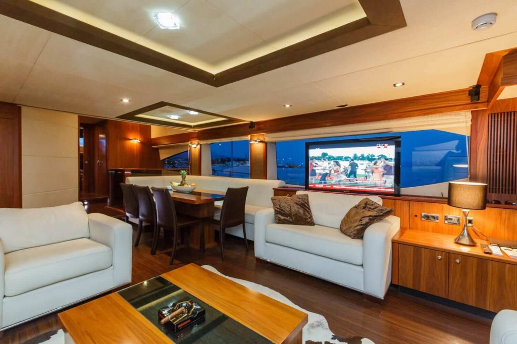 the best way yacht charter main saloon area
