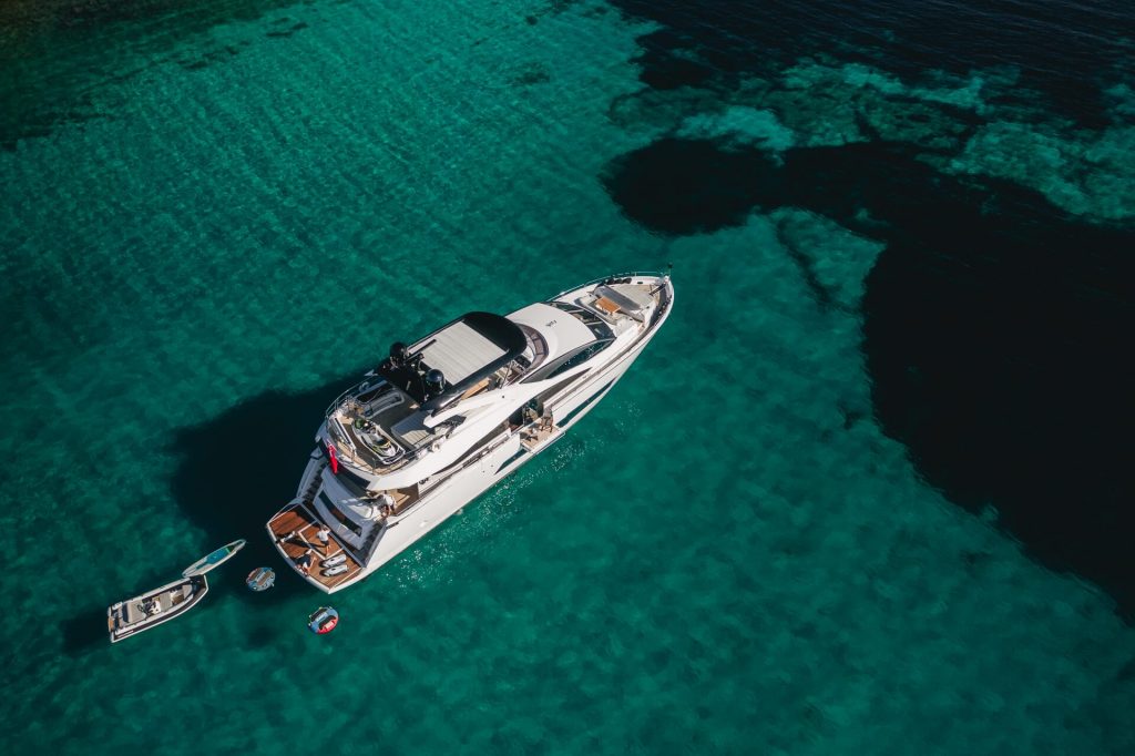 mowana yacht charter aerial view of swimming platform