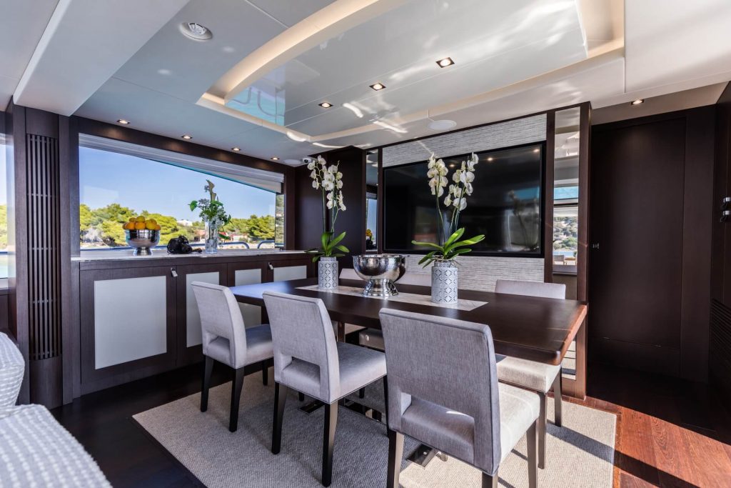 mowana yacht charter interior dining area