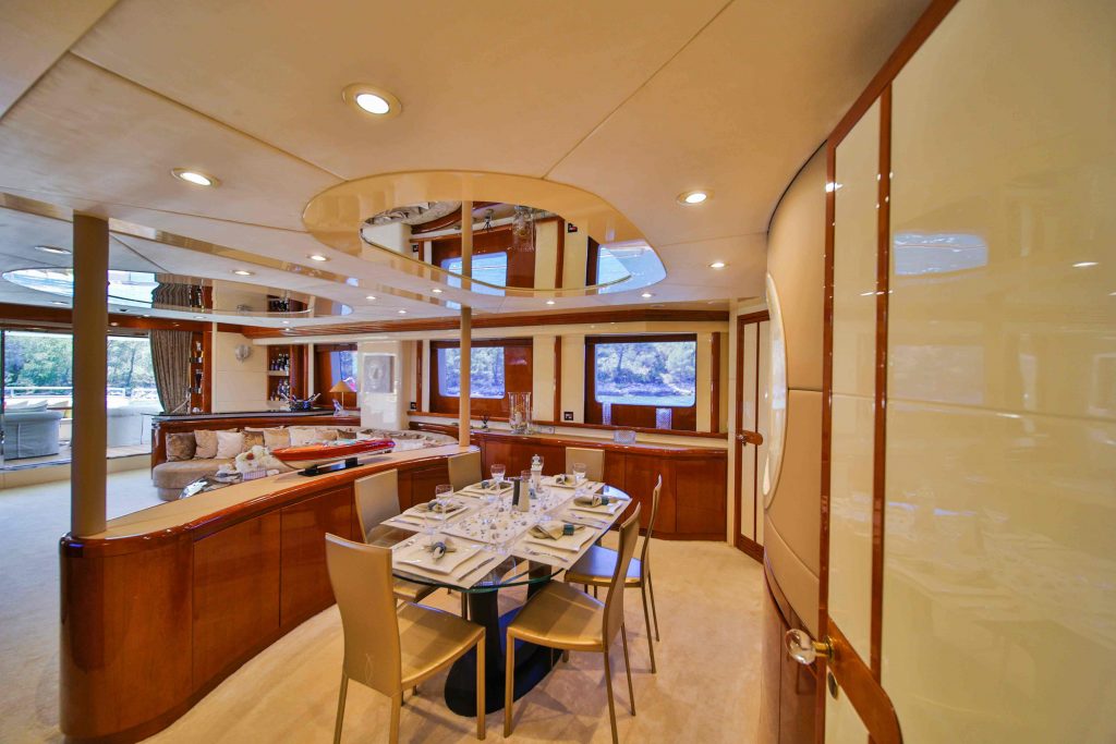 Novela Yacht Charter main deck dining area