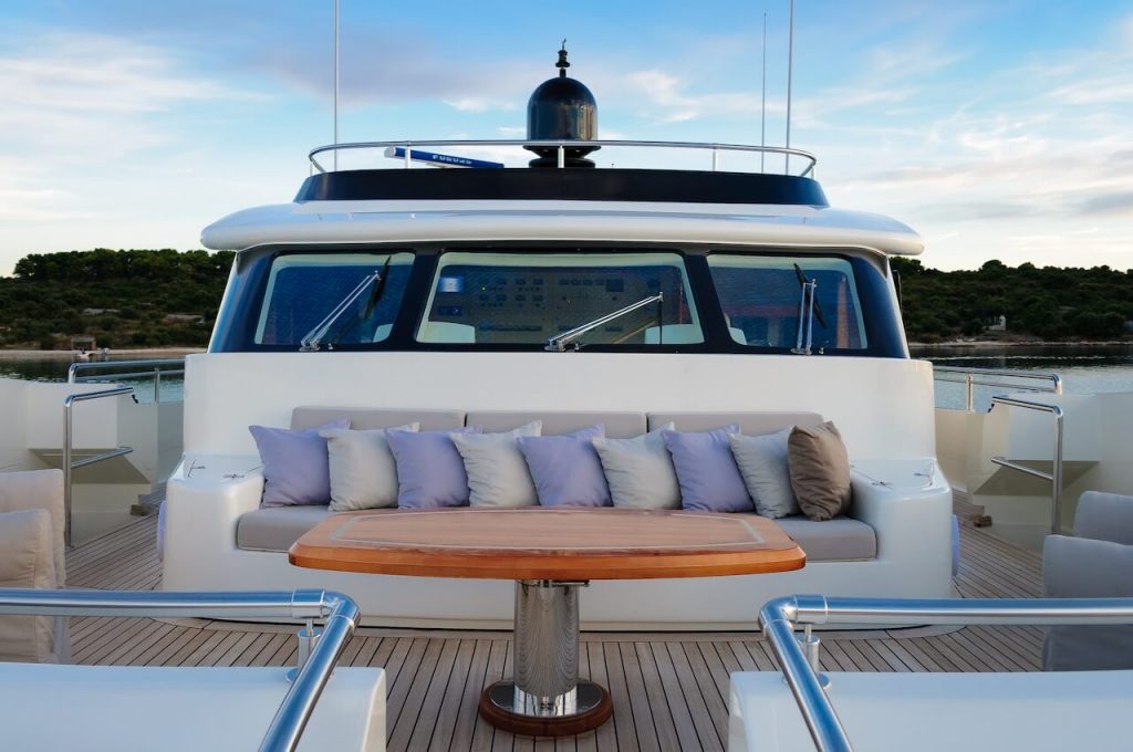 novela yacht charter front deck lounge